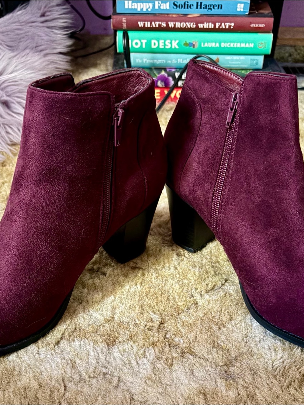 Rue21 Burgundy Suede Zip Ankle Booties